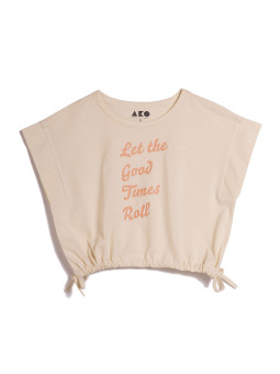 Μπλούζα κοντομάνικη εκρού Let the good time roll