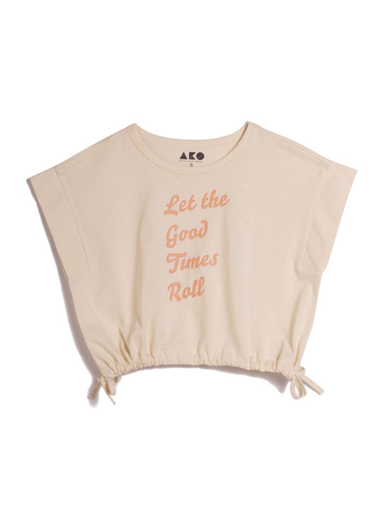 Μπλούζα κοντομάνικη εκρού Let the good time roll