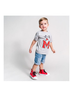 Μπλούζα με Κοντό Μανίκι Mickey Mouse Γκρι