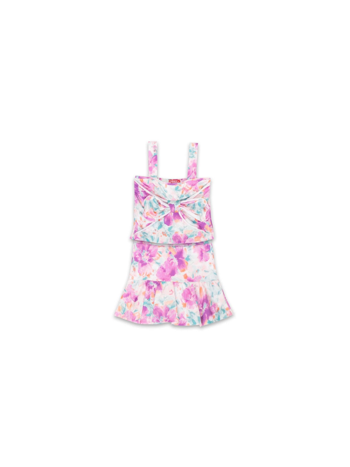 Σετ – Crop top floral με φιόγκο και φούστα σορτς