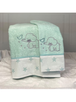 Σετ βρεφικές πετσέτες 2τμχ Elephant