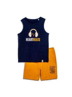 Σετ αμάνικο μπλουζάκι με βερμούδα Heart beats